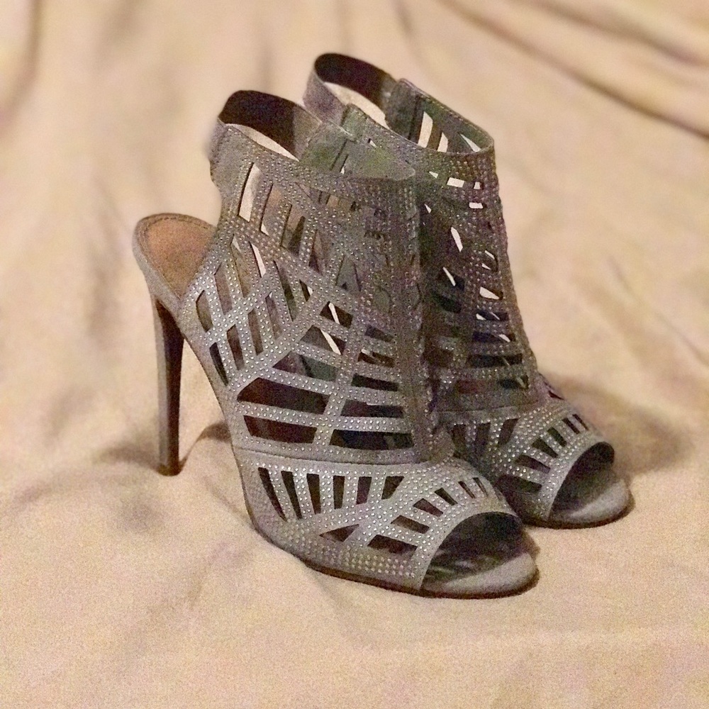 Silver Peep-toe Heels